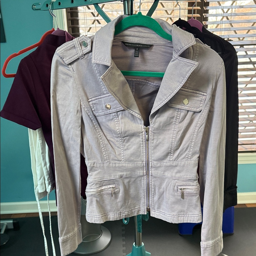 White House Black Market Soft Gray Jean Jacket